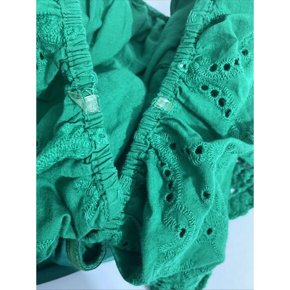 TECE Green Women’s Dress Embroidered Eyelet Scalloped Hem & Sleeves Bohemian L - Picture 11 of 14